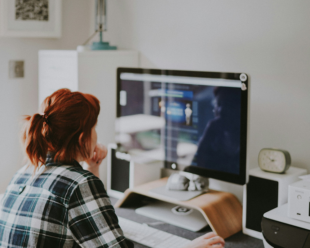 woman looking at screen